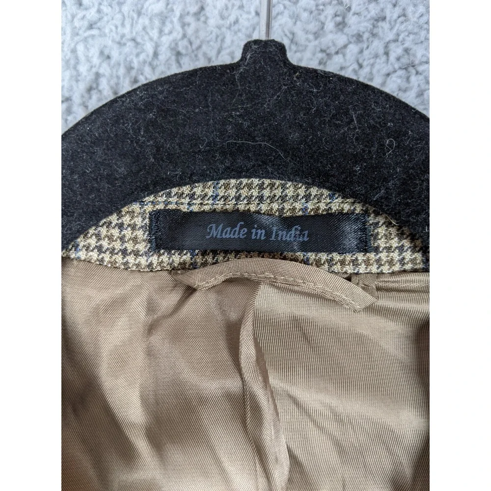 Lauren Ralph Lauren Silk Wool Sport Coat Mens 46R Brown Houndstooth Quiet Luxury